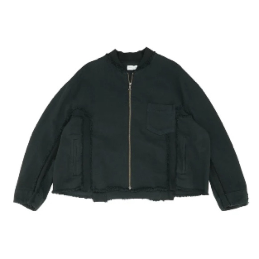 Black Solid Slab Zip Denim Jacket John Elliot